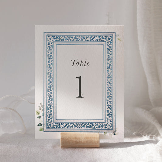 Whimsical table numbers with vintage border