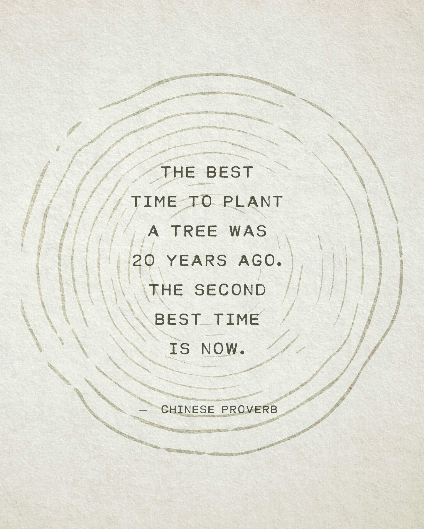 Chinese proverb "the best time to plant a tree was 20 years ago, the second best time is now"
