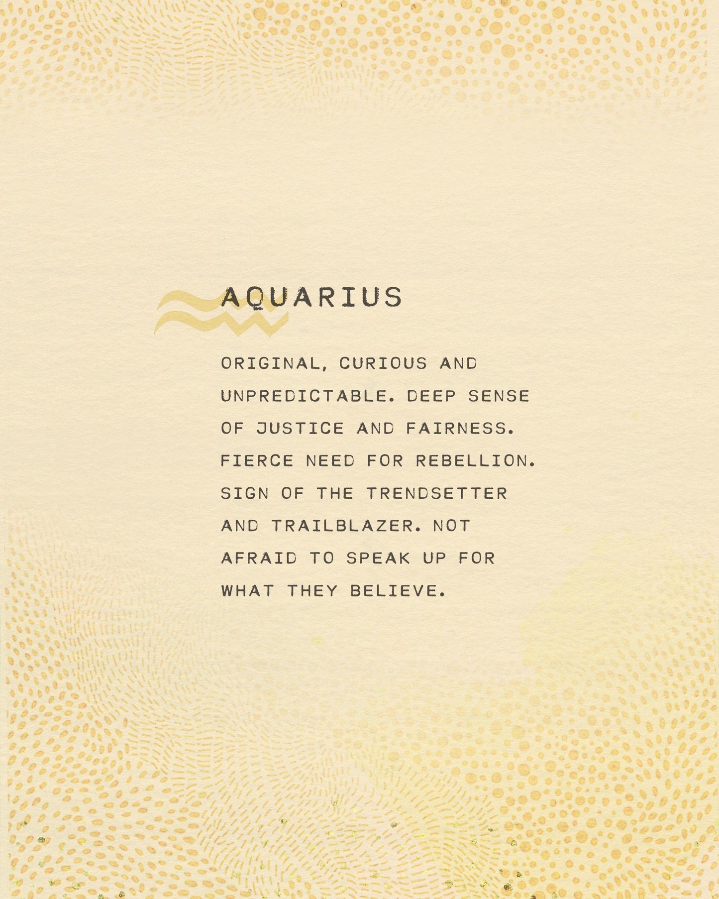 Aquarius zodiac print, birthday gift, Aquarius horoscope art