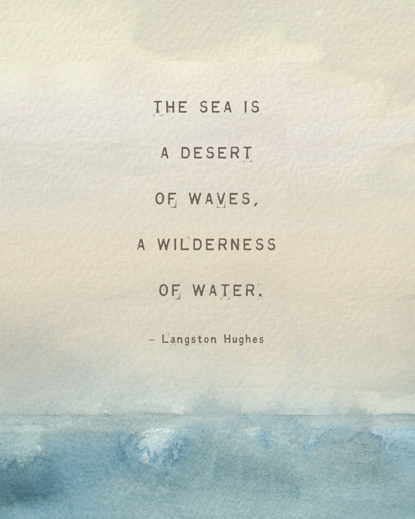 Langston Hughes poetry art "The Sea is a Desert of Waves..." nature wall art