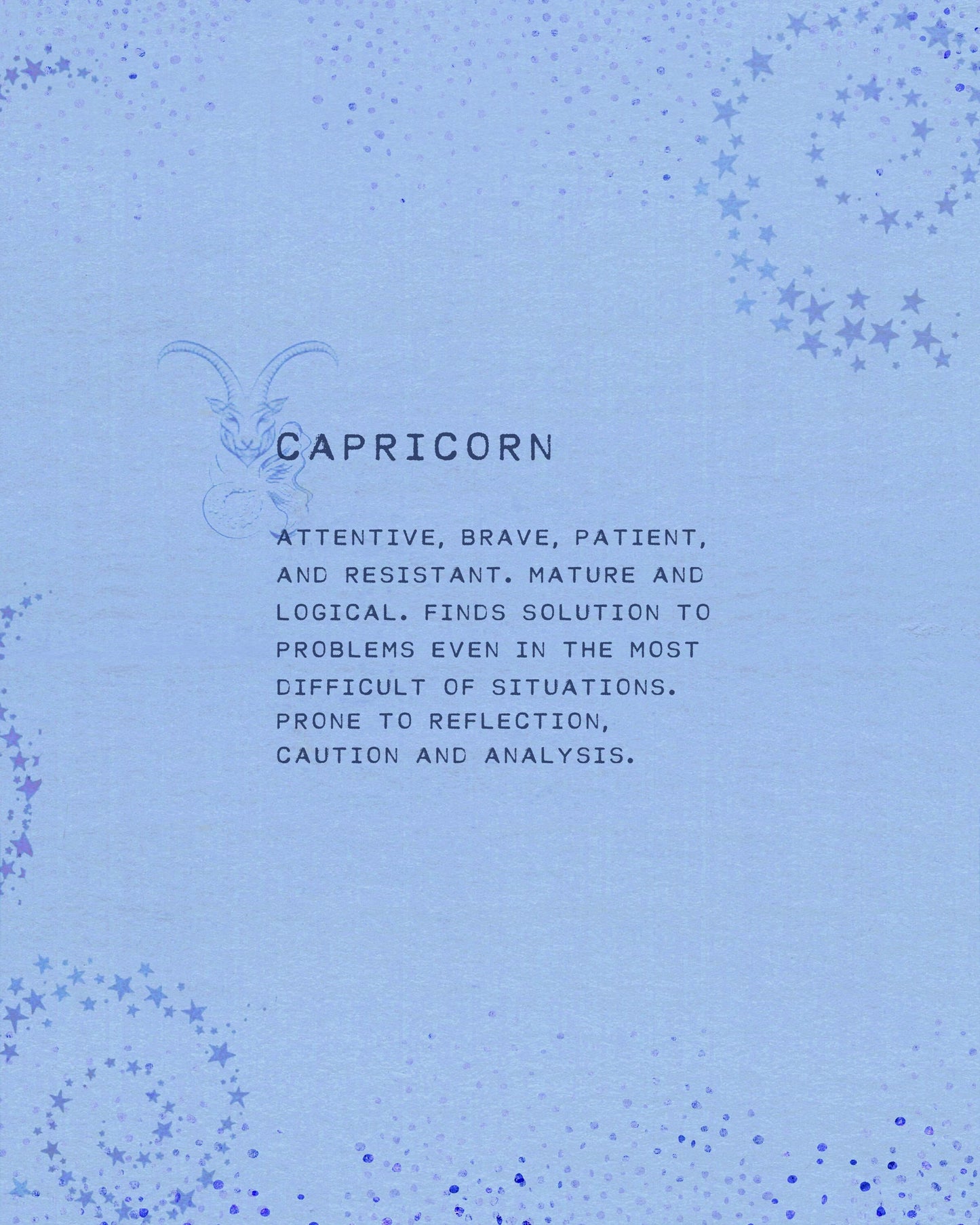 Capricorn zodiac print horoscope art