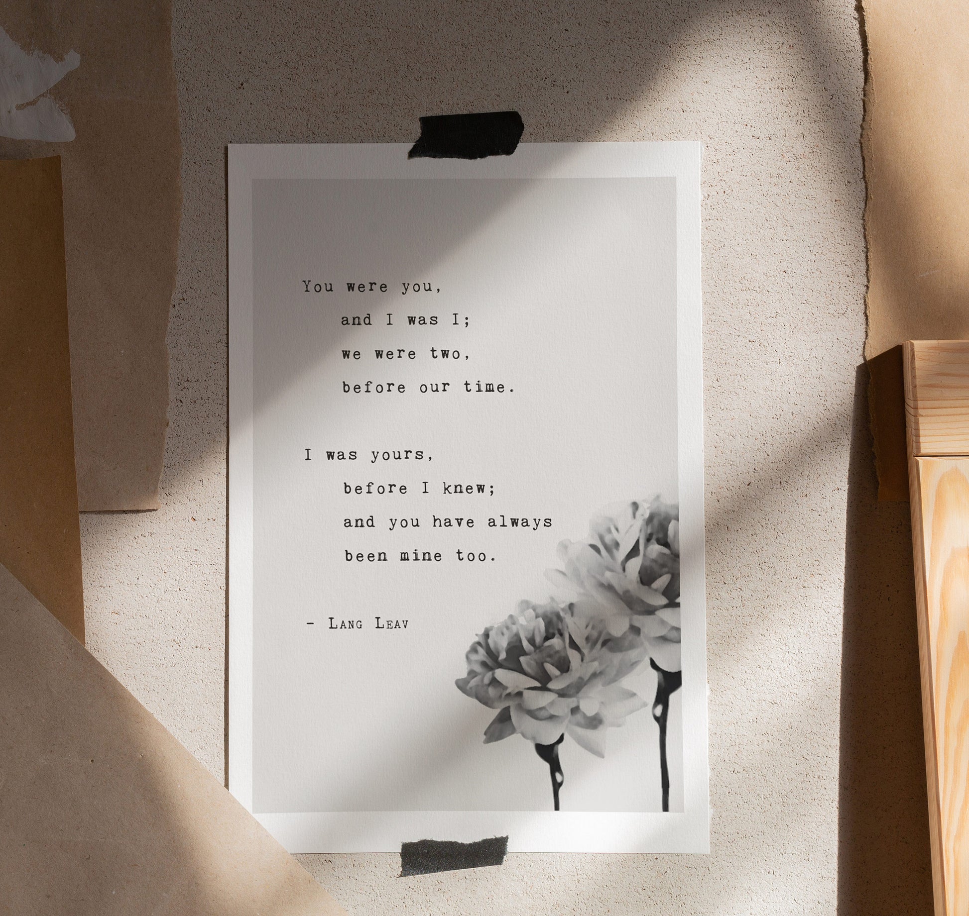 Wall art featuring words by Lang Leav