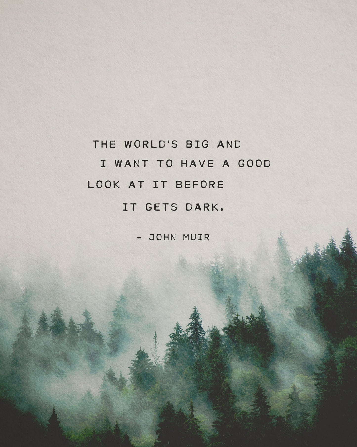John Muir quote print "The world is big “The world's big and I want to have a good look at it before it gets dark.” Nature art print