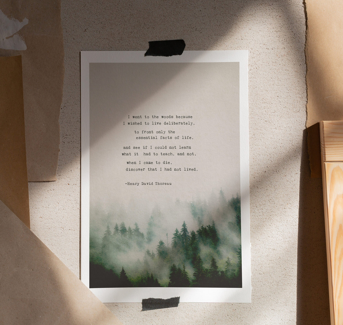 Henry David Thoreau quote print from Walden “I went to the woods because I wished to live deliberately..."