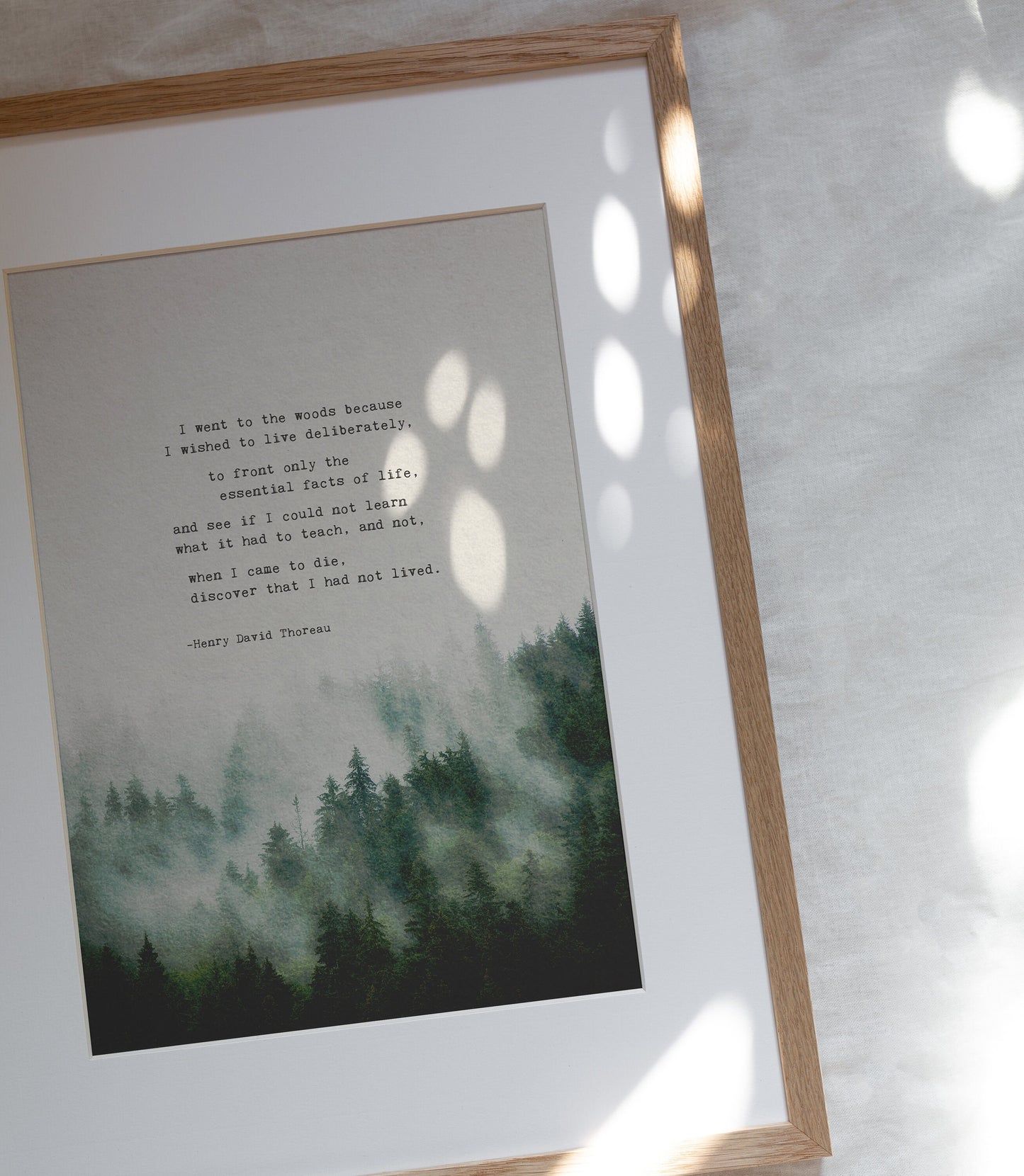 Henry David Thoreau quote print from Walden “I went to the woods because I wished to live deliberately..."